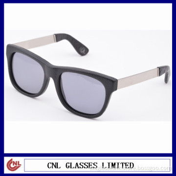 American Design Leather Sunglasses, Polarized Lens Leather Sunglasses With Metal Arms 